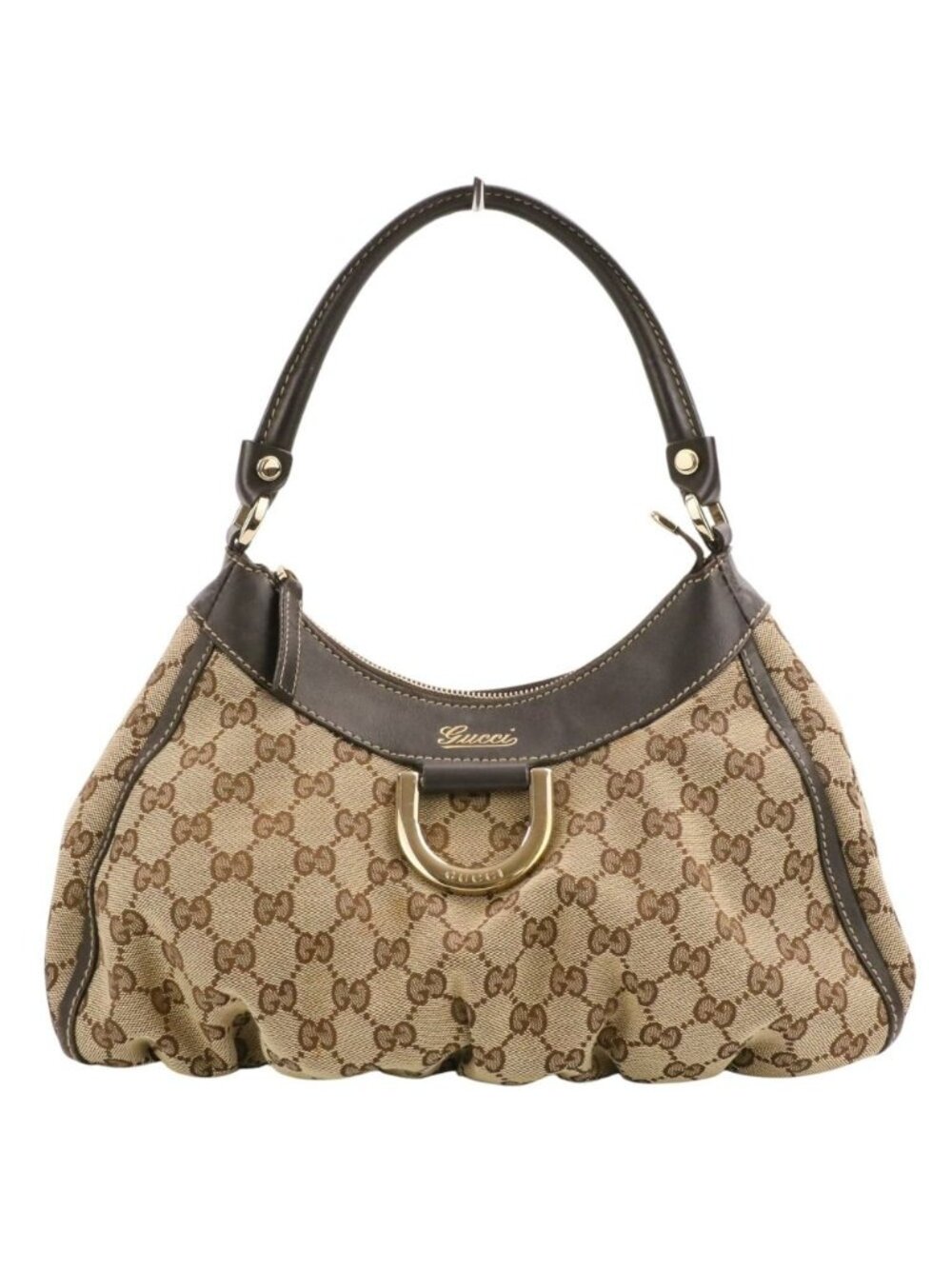 Gucci Abbey Line GG Canvas Shoulder Bag Beige Pre Owned